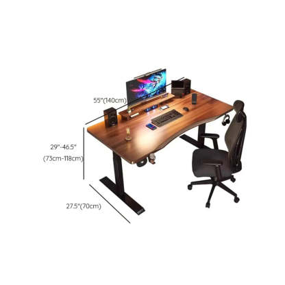 Brown Height-Adjustable Wood Computer Desk