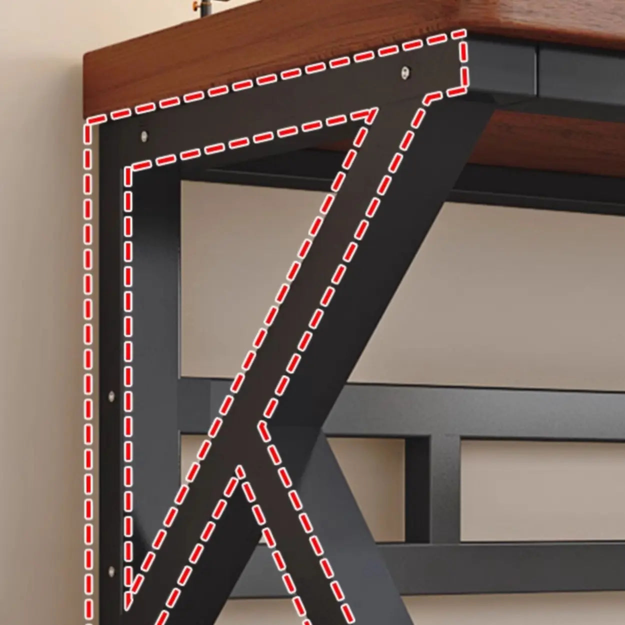 Brown Timber Computer Desk with Shelves — Table Only