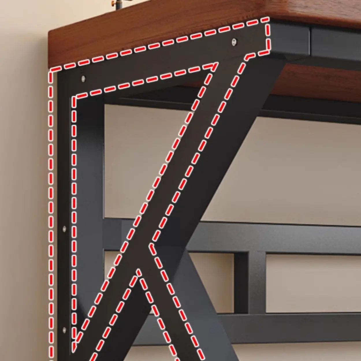 Brown Timber Computer Desk with Shelves — Table Only