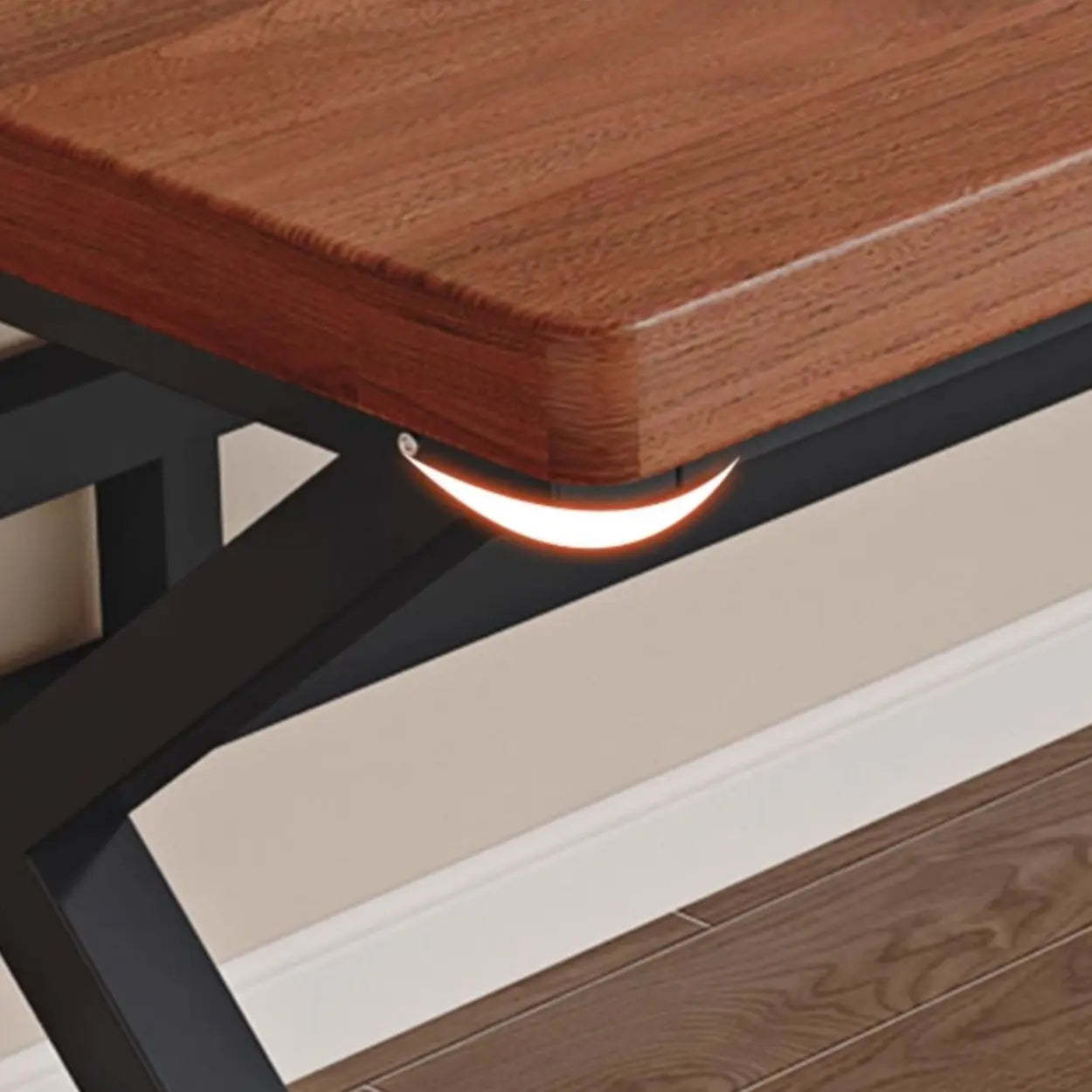 Brown Timber Computer Desk with Shelves — Table Only