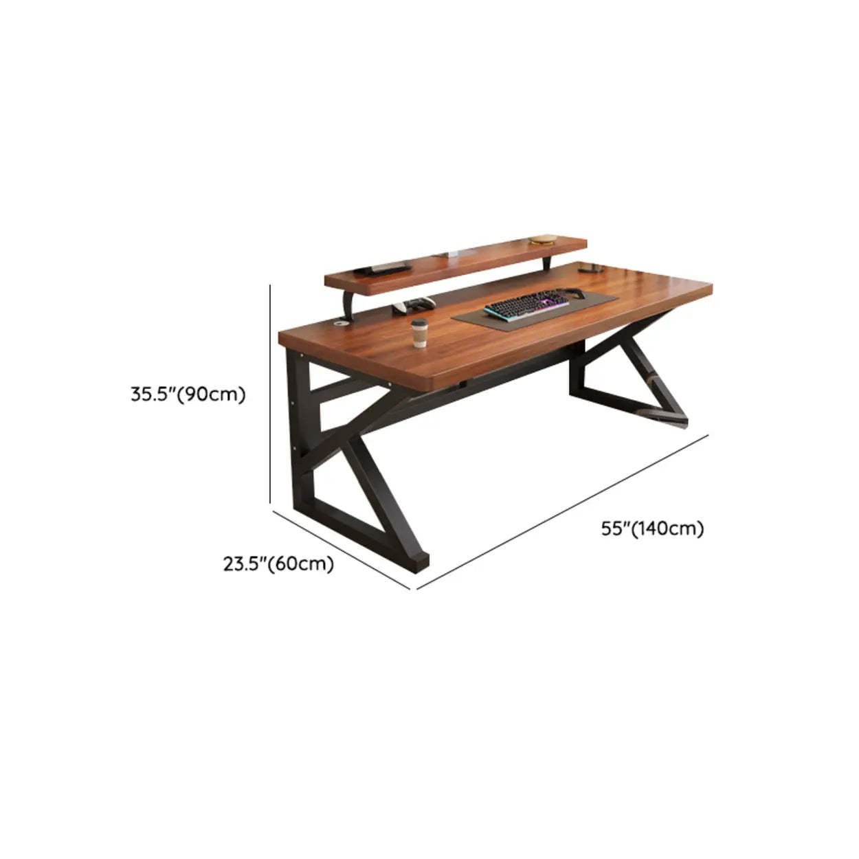 Brown Timber Computer Desk with Shelves