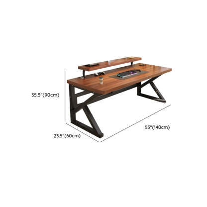 Brown Timber Computer Desk with Shelves