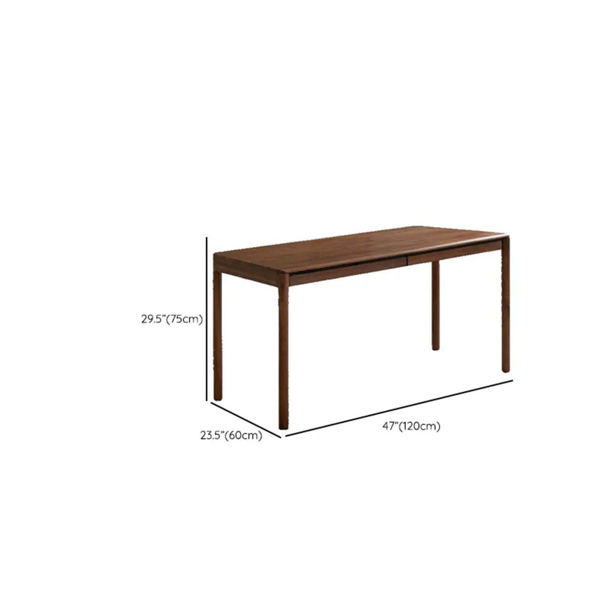 Brown Walnut Wood Computer Desk with Drawers
