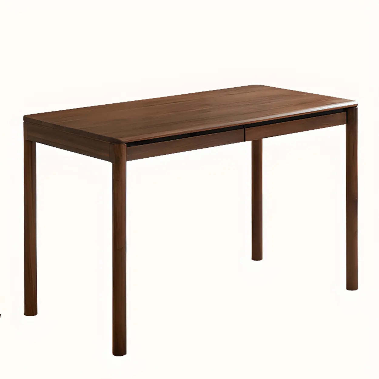 Brown Walnut Wood Computer Desk with Drawers — Table Only