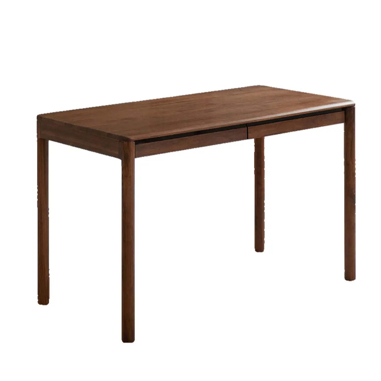 Brown Walnut Wood Computer Desk with Drawers