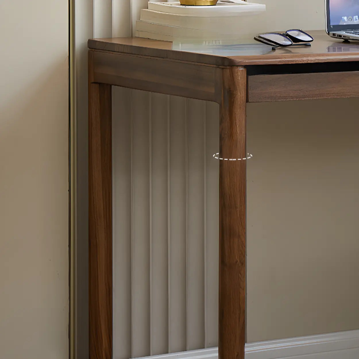 Brown Walnut Wood Computer Desk with Drawers