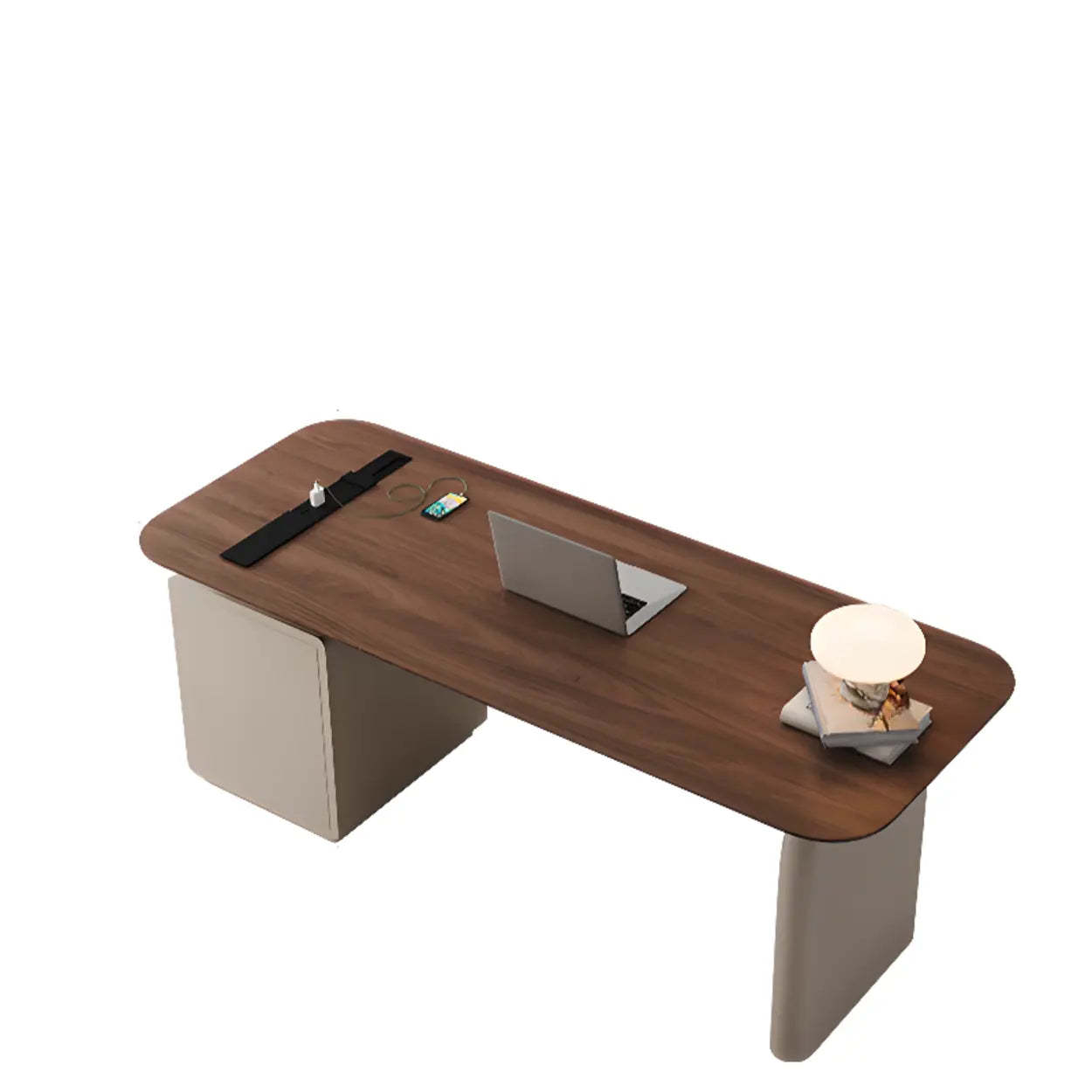 Brown Walnut Desk with Drawers