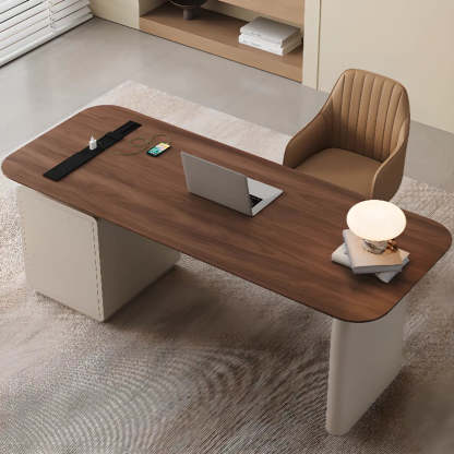 Brown Walnut Desk with Drawers — Table Only
