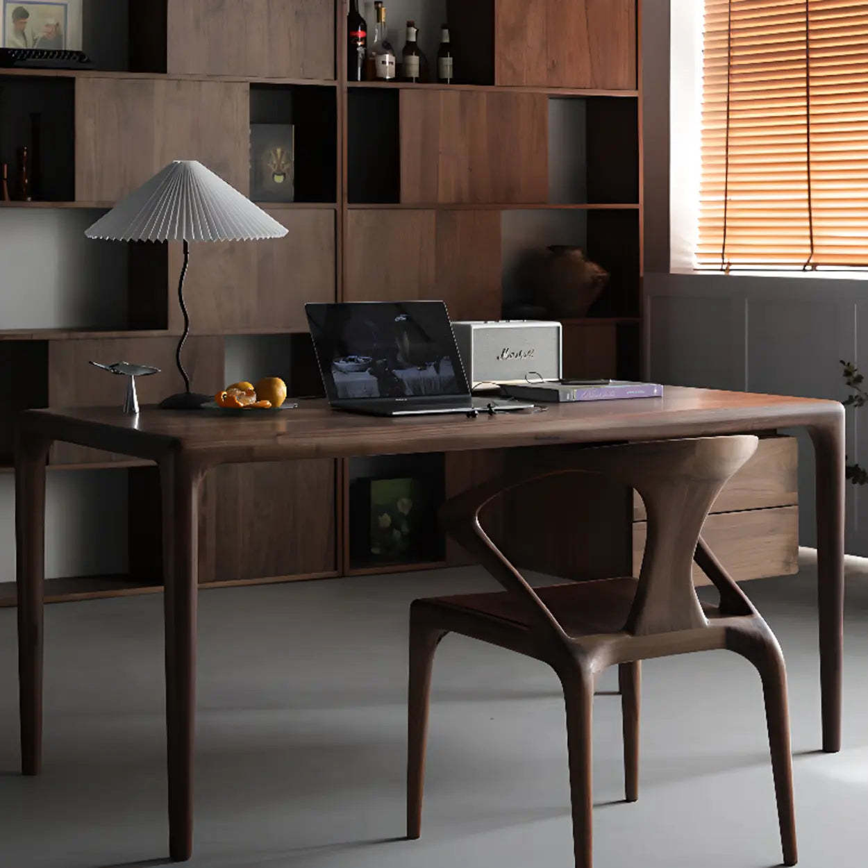 Brown Rectangular Wood Writing Desk — Table Only