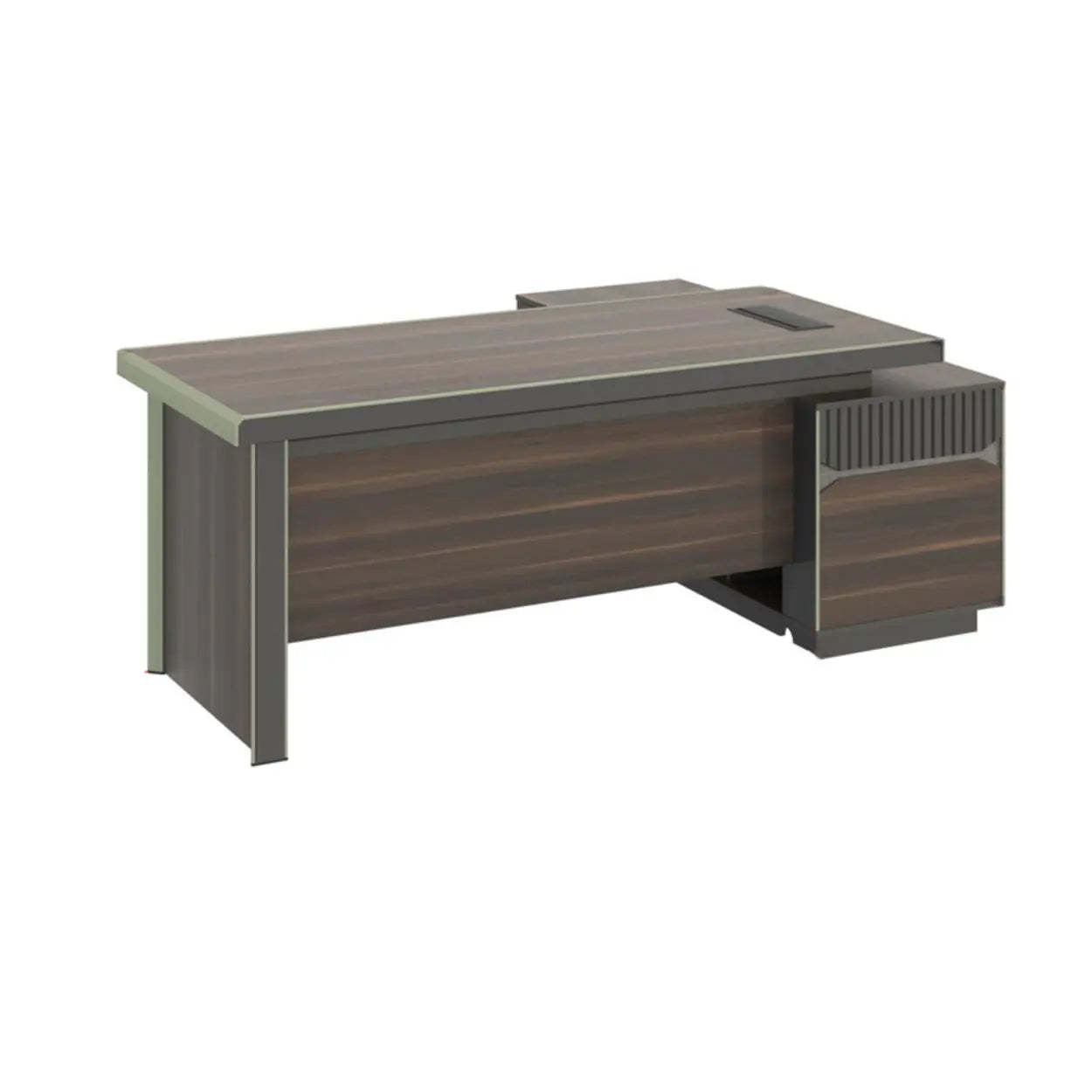 Brown Timber Executive Desk with Cable Management