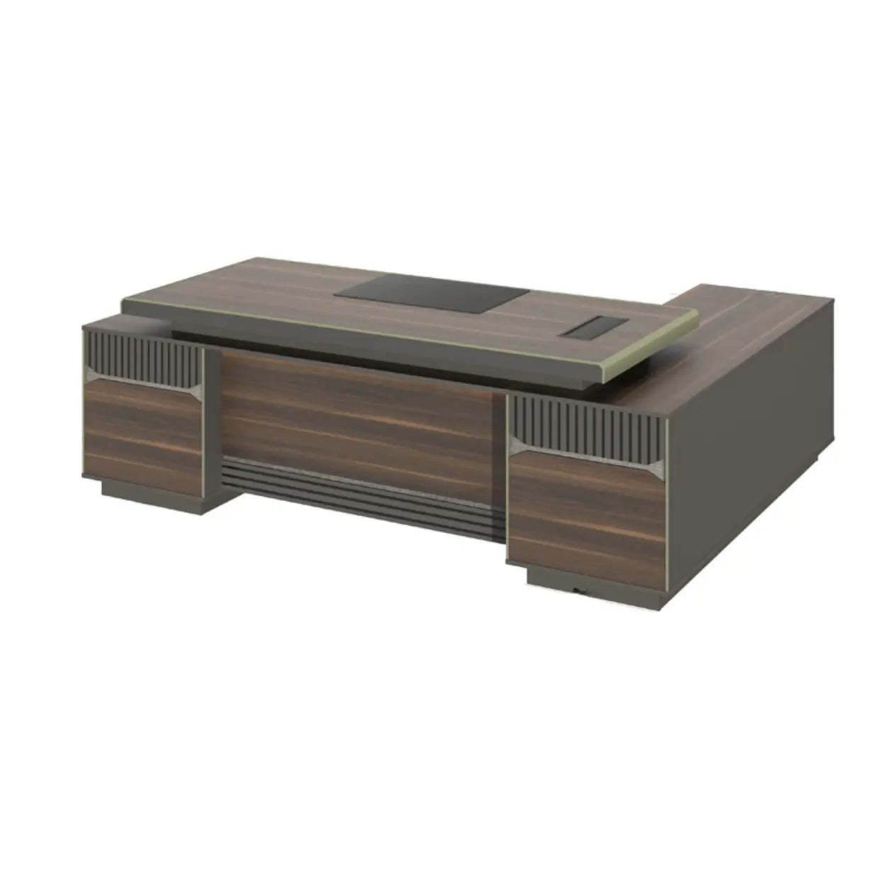 Brown Timber Executive Desk with Cable Management