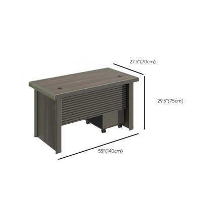 Brown Timber Executive Desk with Cable Management