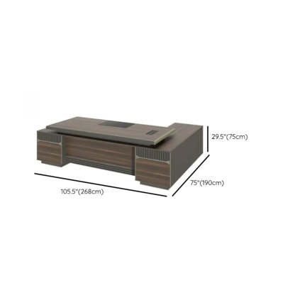 Brown Timber Executive Desk with Cable Management