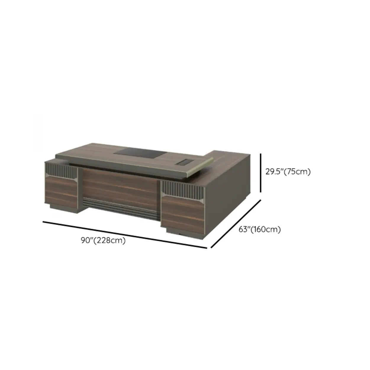 Brown Timber Executive Desk with Cable Management