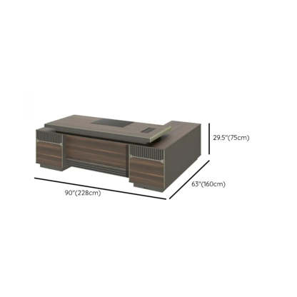 Brown Timber Executive Desk with Cable Management
