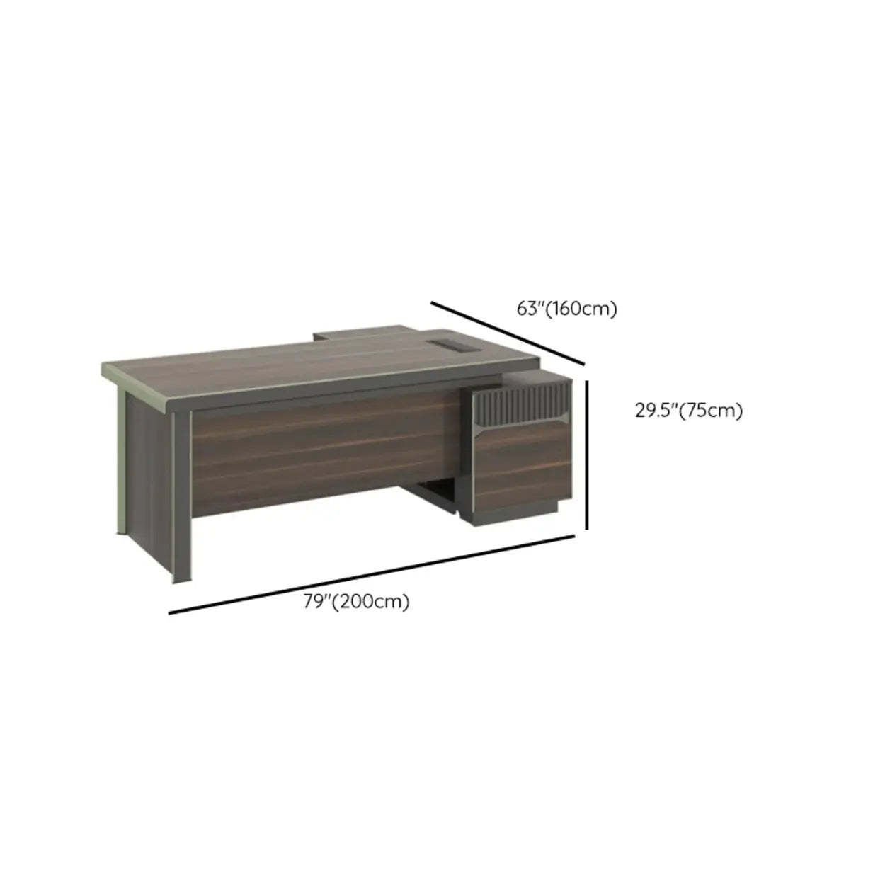 Brown Timber Executive Desk with Cable Management