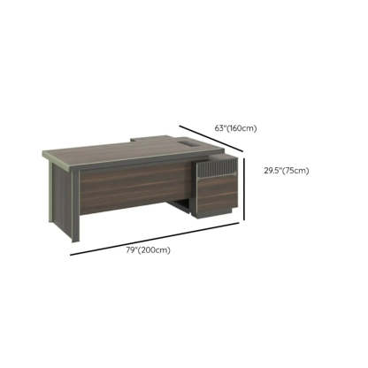 Brown Timber Executive Desk with Cable Management