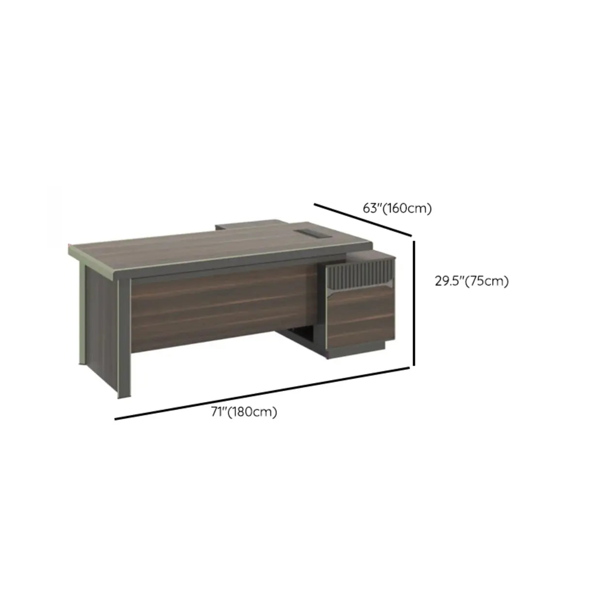 Brown Timber Executive Desk with Cable Management