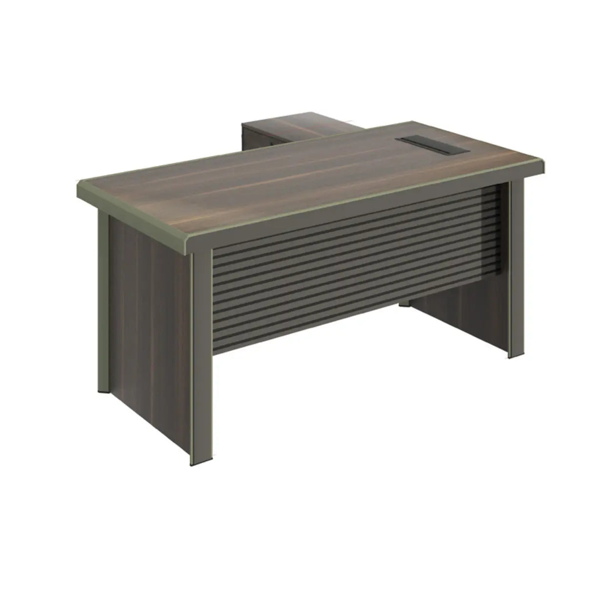 Brown Timber Executive Desk with Cable Management