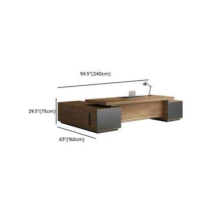 Modern desk timber brown wood desks, Lighom