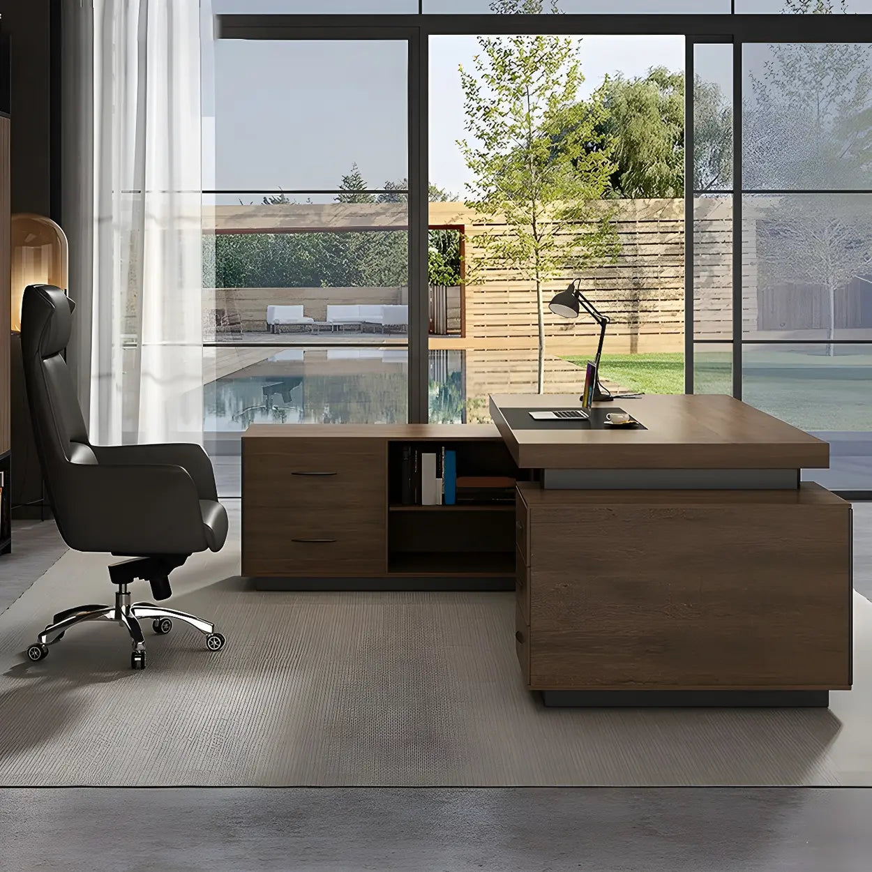 Brown modern executive timber desks