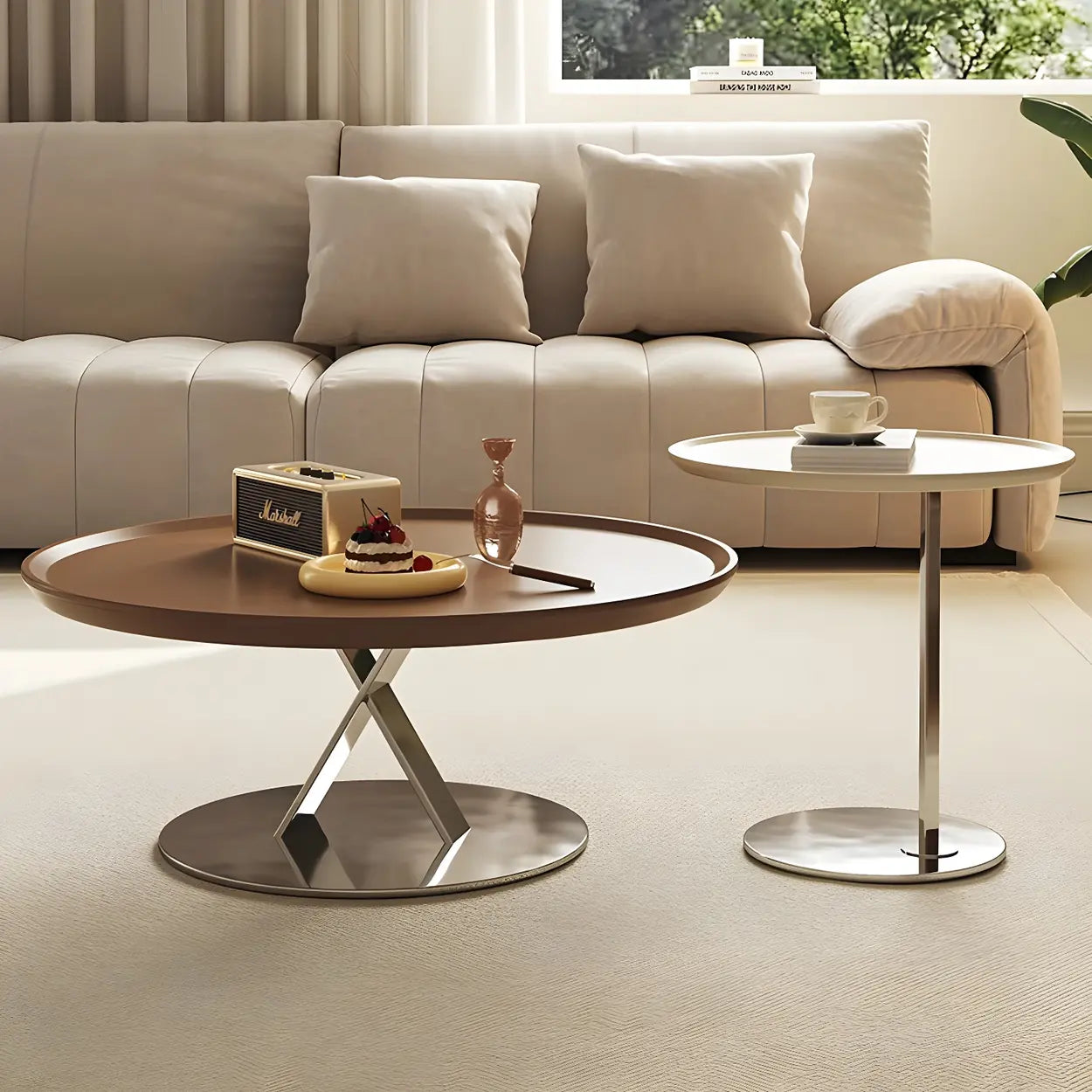 Top stainless steel coffee tables for living room — 31.5" L x 31.5" W x 14.2" H