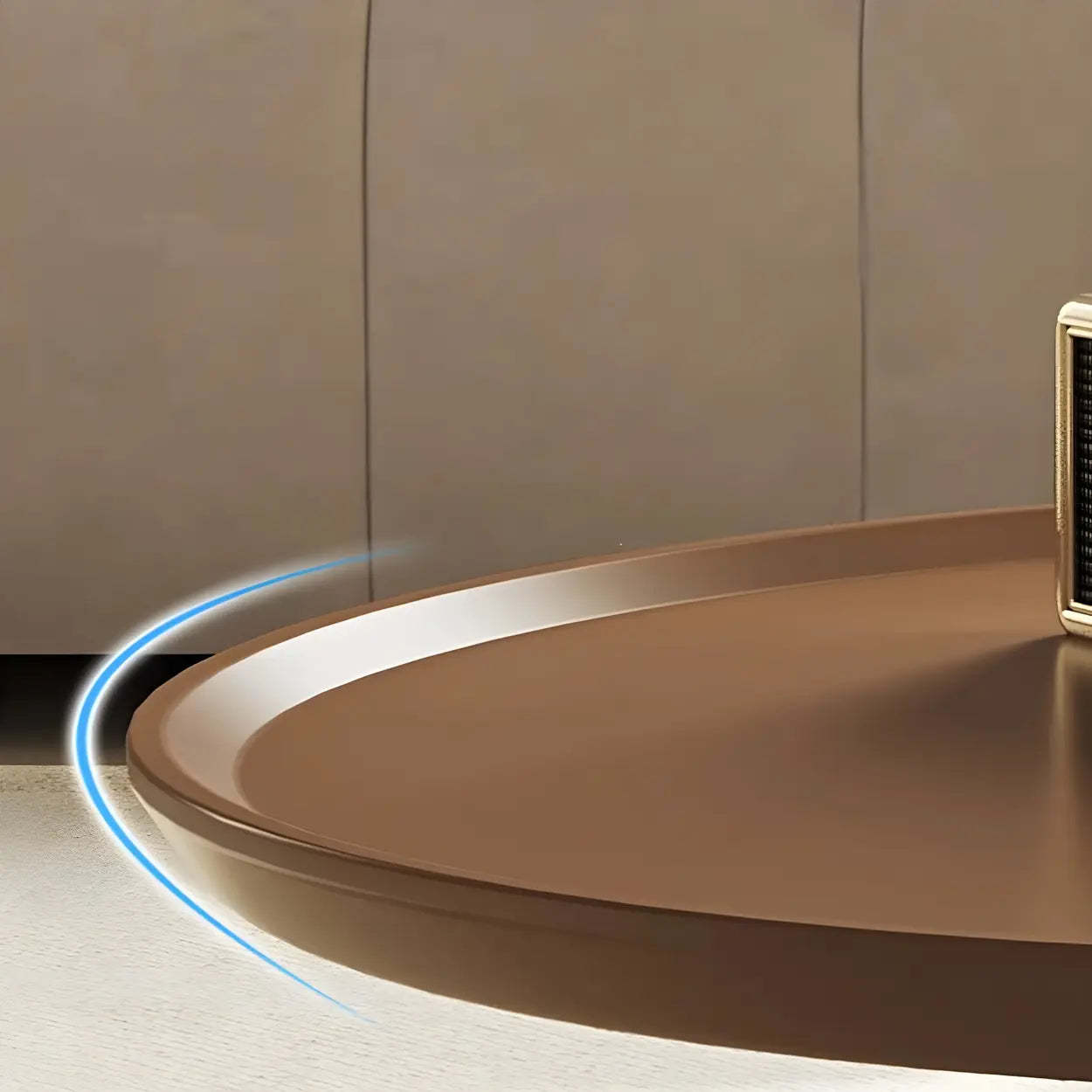 Brown Tray Top Stainless Steel Round Coffee Table