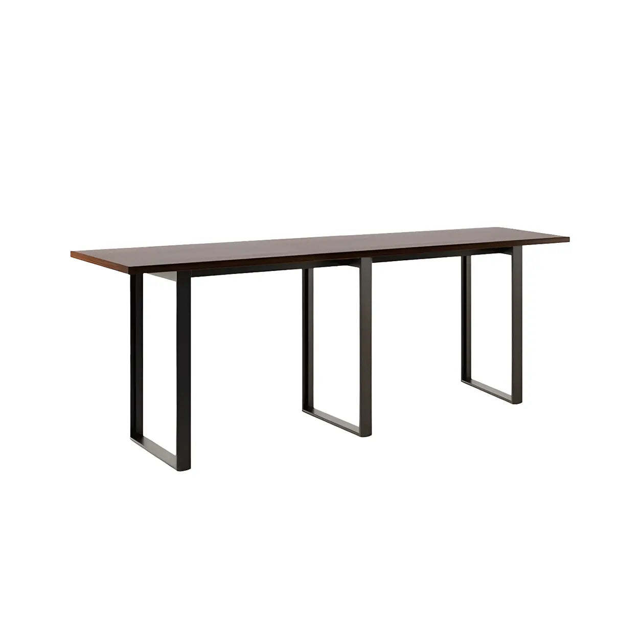 Industrial large brown office chairs — 102.4" L x 23.6" W x 41.3" H / Walnut / Walnut