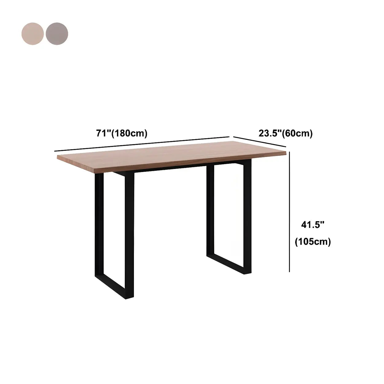 Brown Walnut Wood Large Dining Bar Table — Without Chairs / Natural Finish