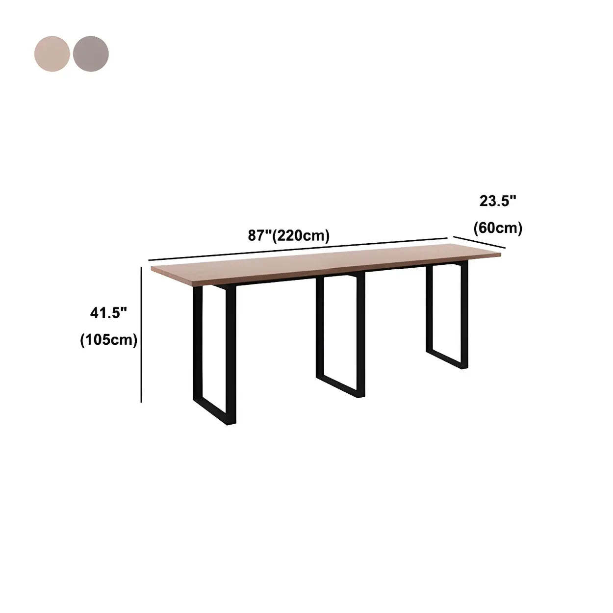Brown Walnut Wood Large Dining Bar Table — Without Chairs / Natural Finish