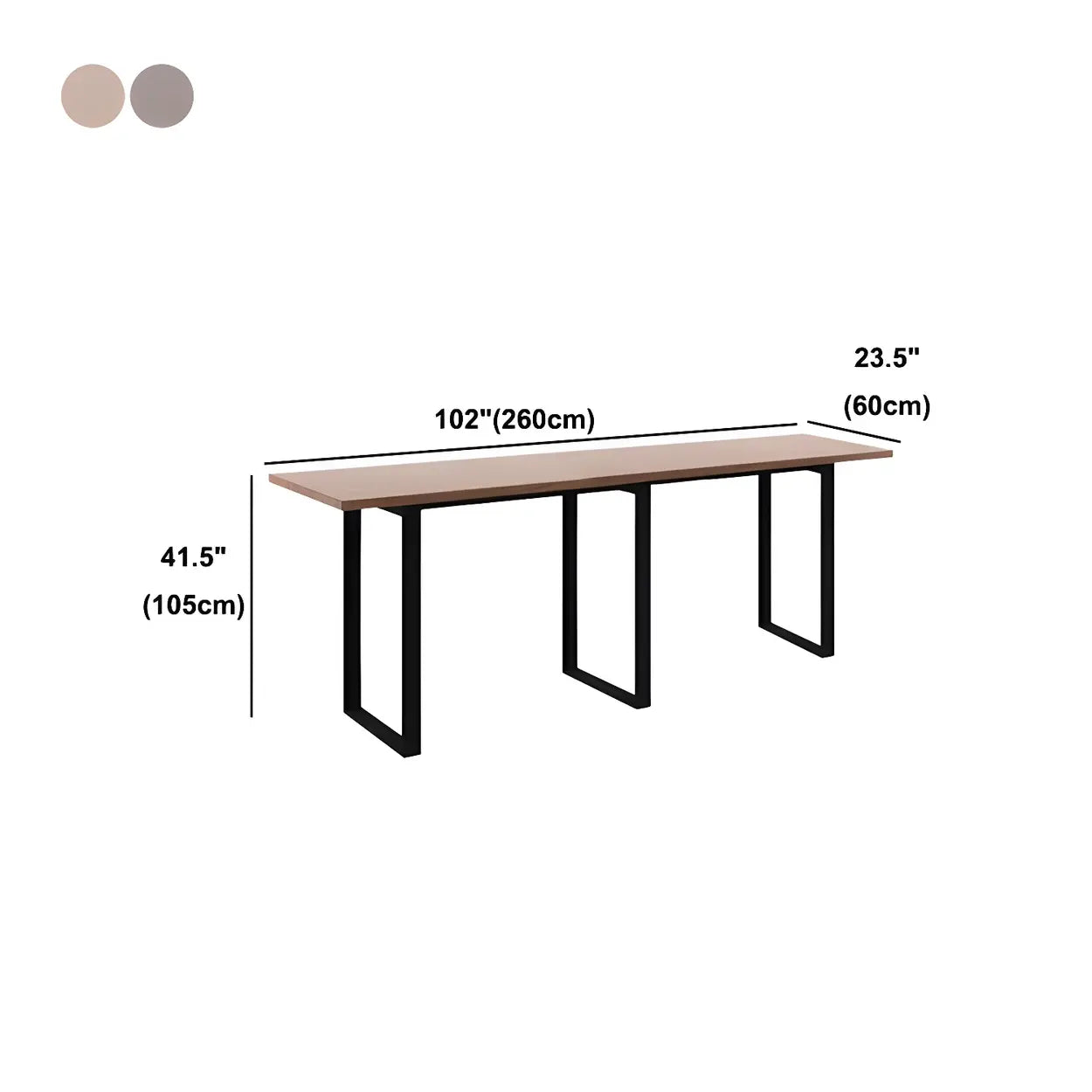 Brown Walnut Wood Large Dining Bar Table — Without Chairs / Natural Finish