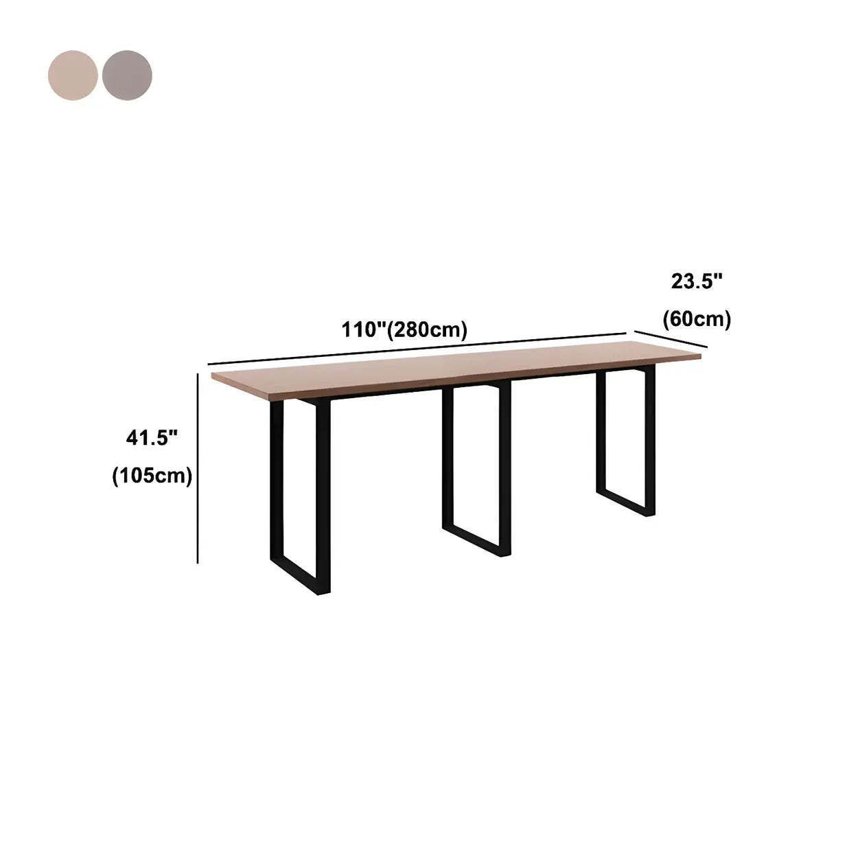 Brown Walnut Wood Large Dining Bar Table — Without Chairs / Walnut
