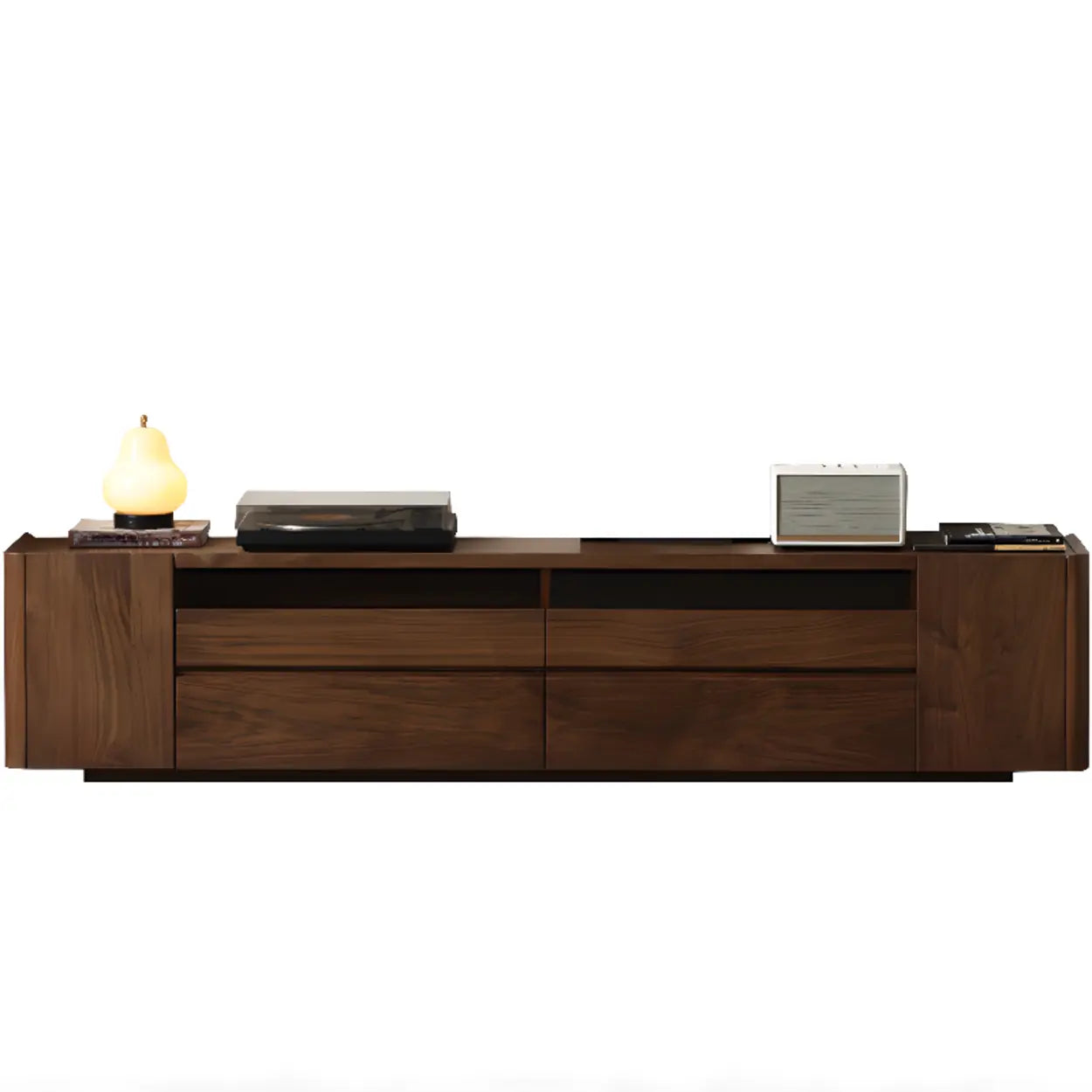 Modern stand storage brown wood tv stands — 83" L x 16" W x 18" H