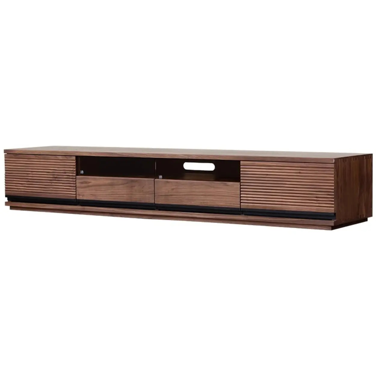 Brown wood 2-tier stand tv stands - modern — 71" L x 16" W x 12" H