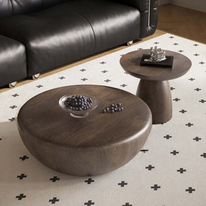 Brown Wood Bowl-Shaped Nesting Coffee Table