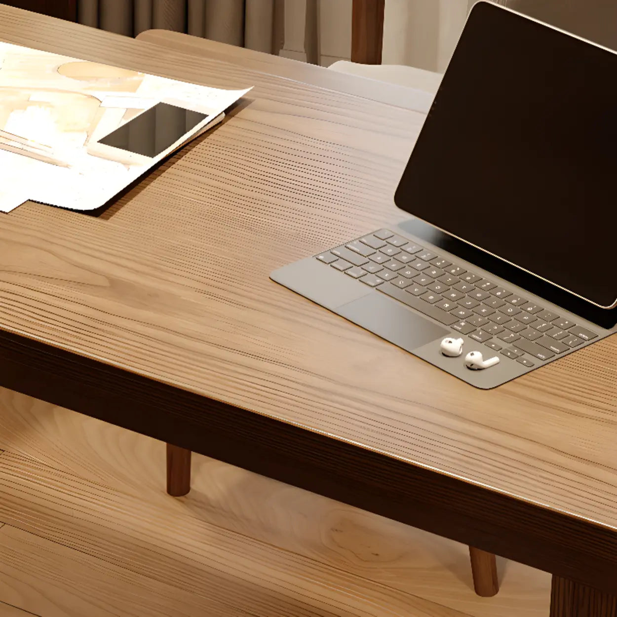 Brown Wood Drawer L-Shape Computer Desk — Table Only