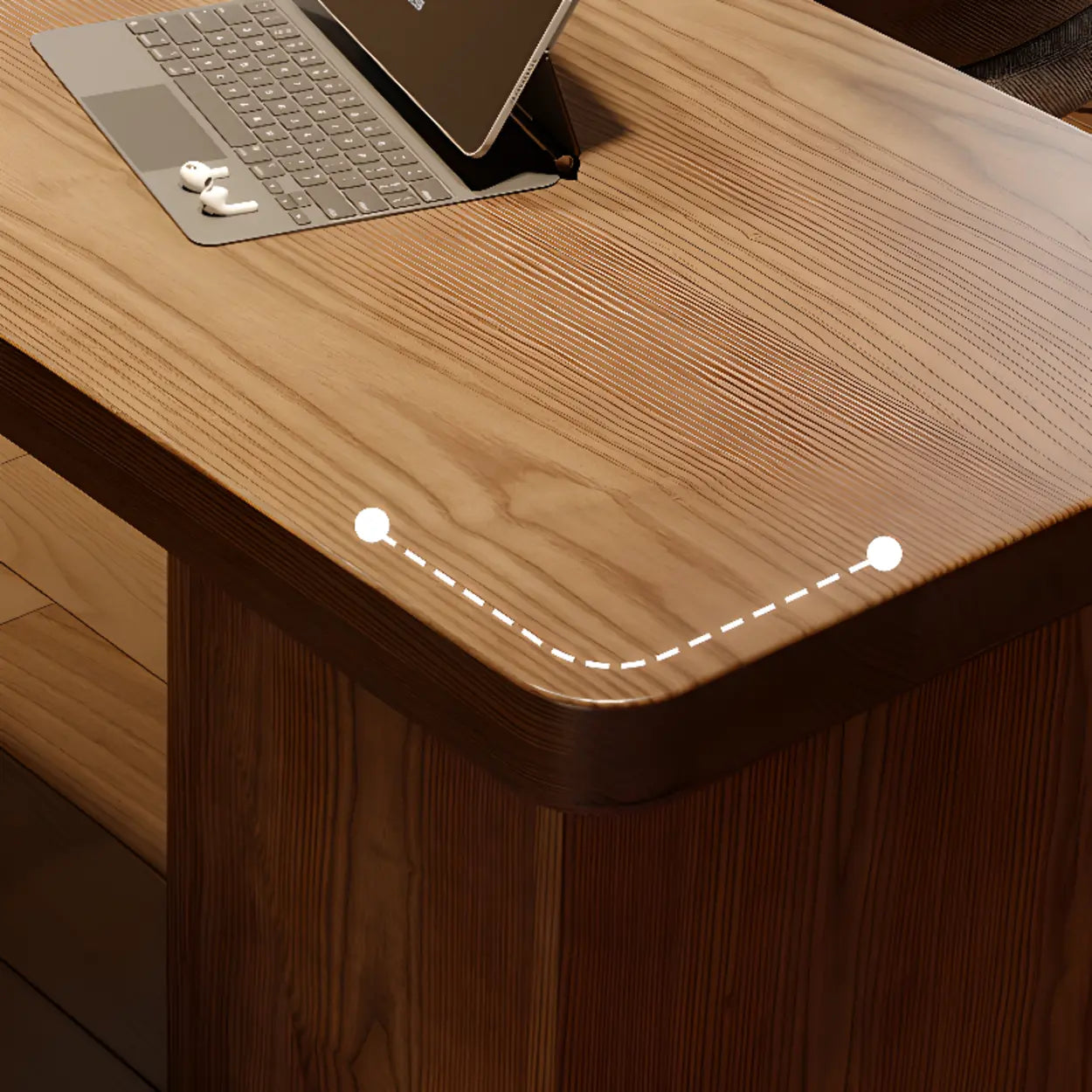 Brown Wood Drawer L-Shape Computer Desk — Table Only