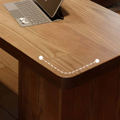 Brown Wood Drawer L-Shape Computer Desk — Table Only