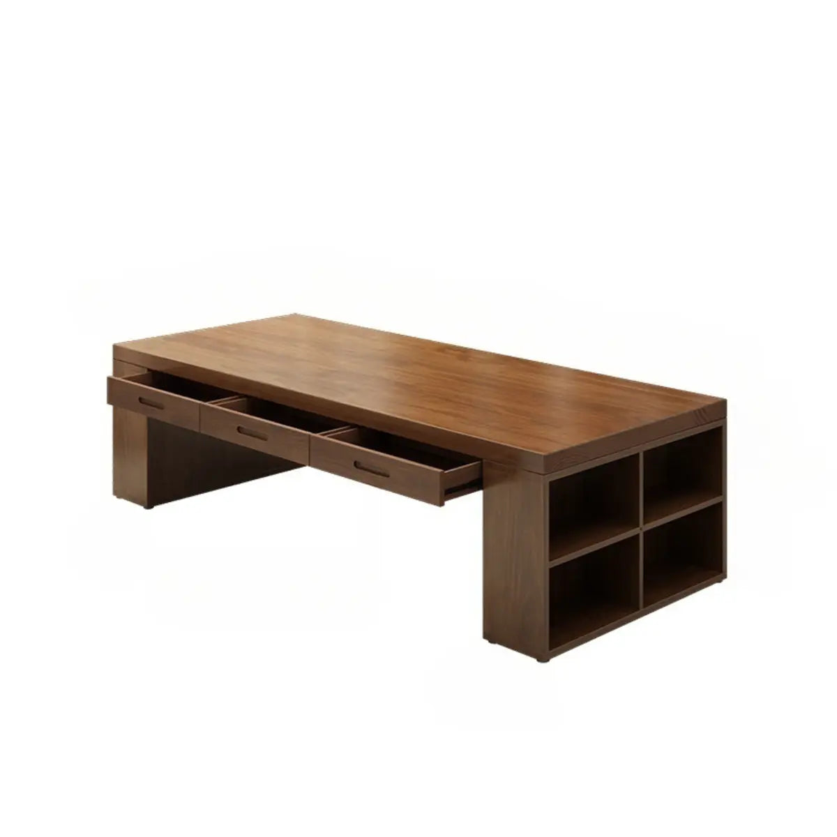 Brown Wood Sled Conference Table with Drawers and Shelf — 4 / Without Chairs