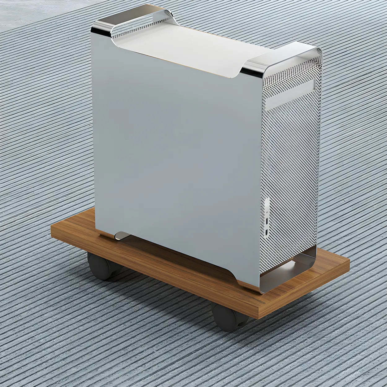 Brown Wood Drawer Steel Sled Computer Desk