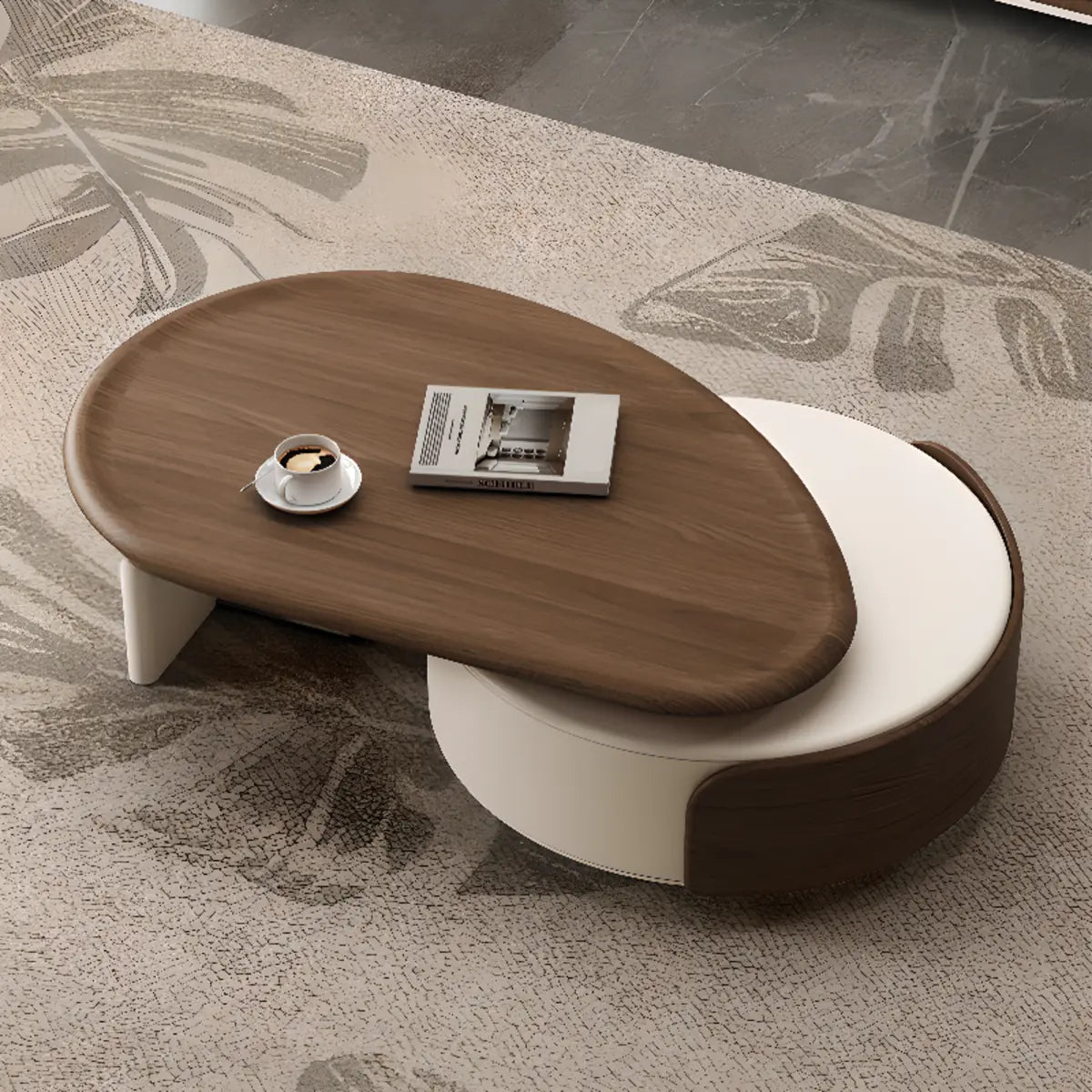 Brown Wood Free Form Tray Top Storage Coffee Table