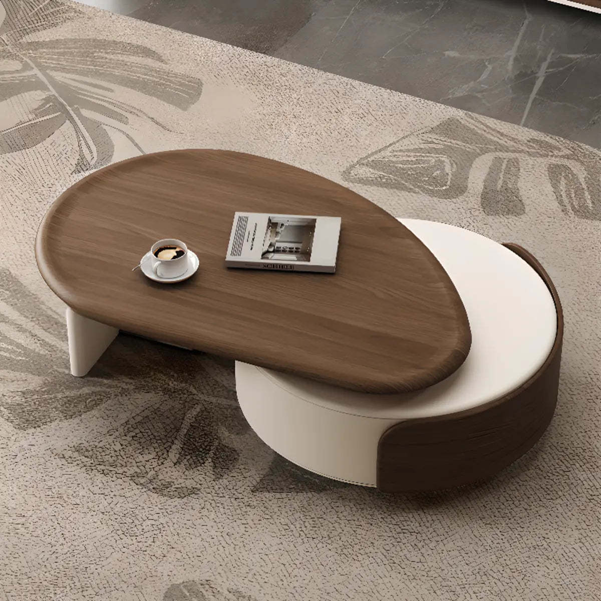 Brown Wood Free Form Tray Top Storage Coffee Table