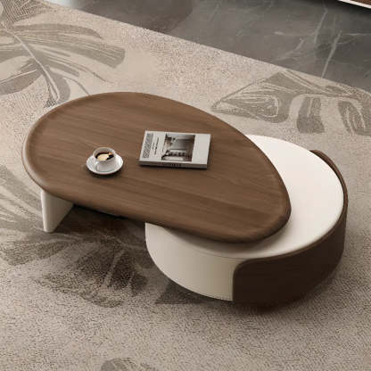 Brown Wood Free Form Tray Top Storage Coffee Table