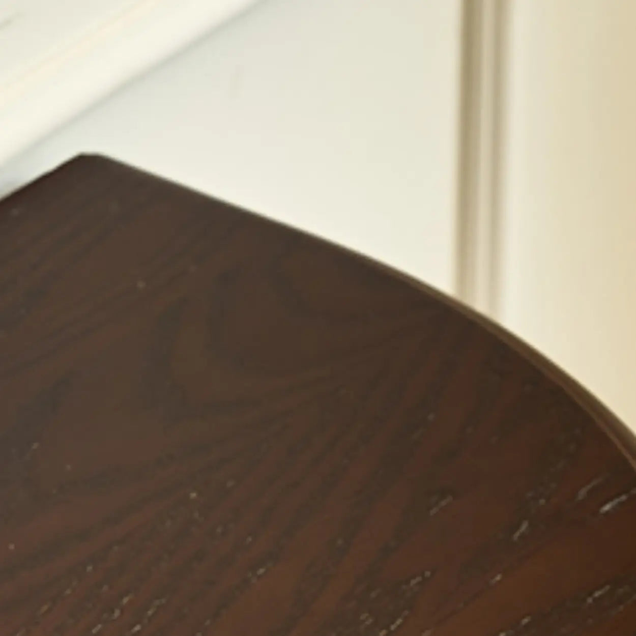 Brown Wood Half-Circle Floor Console Table with Drawer
