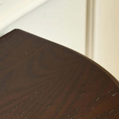 Brown Wood Half-Circle Floor Console Table with Drawer