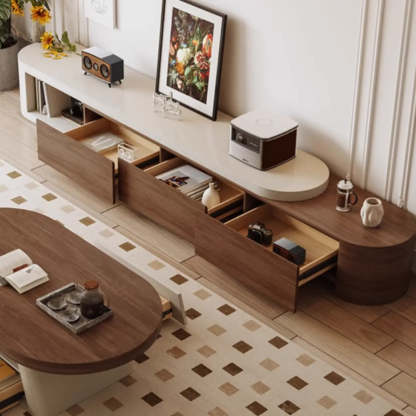 Brown Wood Open Storage Long TV Stand