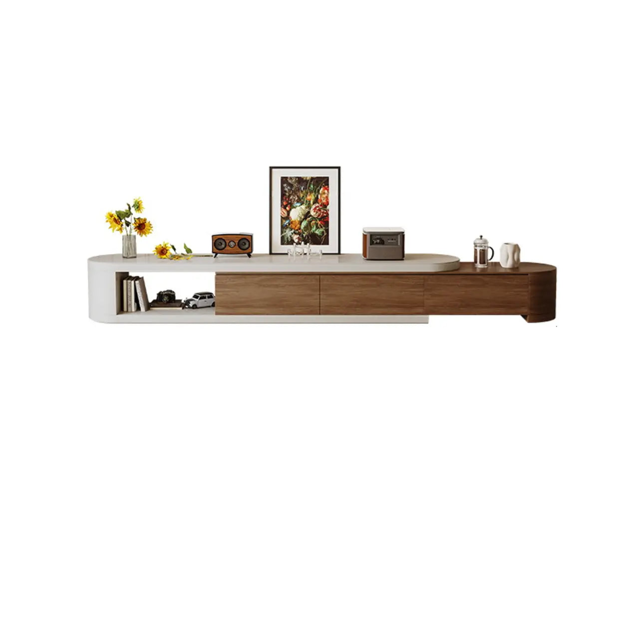Lighom modern stand long brown tv stands in wood