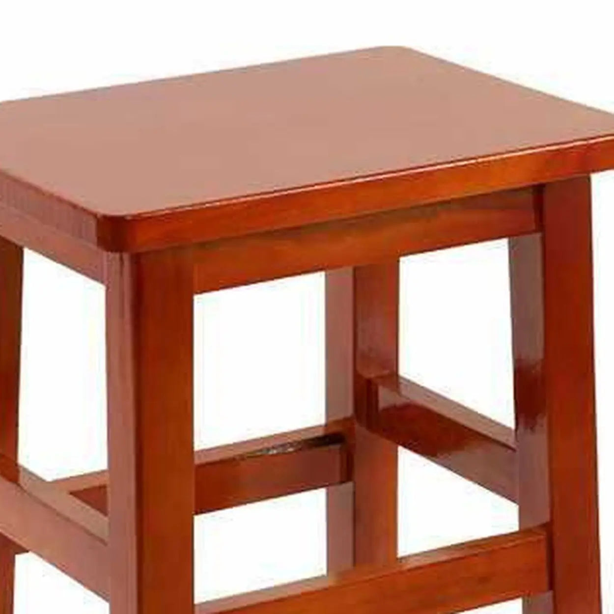 Brown Wood Backless Bar Stool with Footrest