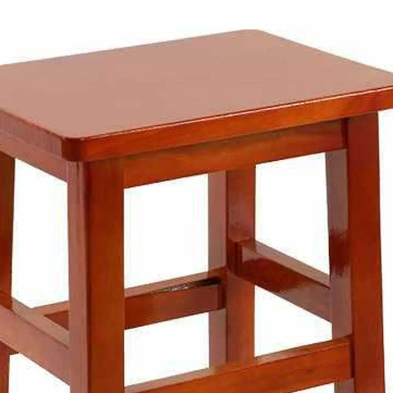Brown Wood Backless Bar Stool with Footrest