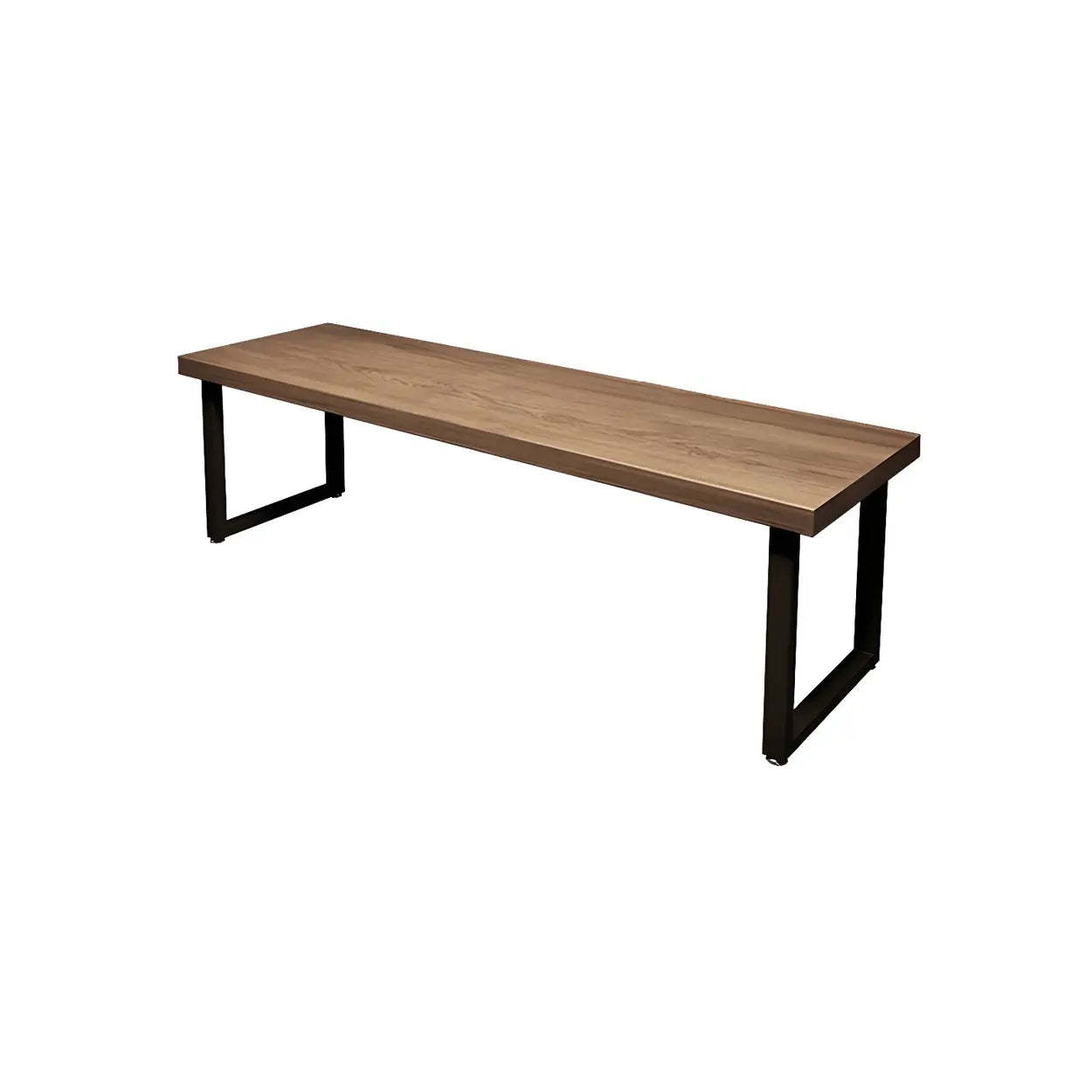 Brown Wood Iron Sled Double Gaming Desk — Table Only